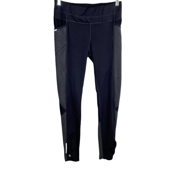 Athleta Black Cropped Mesh Leggings Small Yoga Gym Workout Pants - Picture 1 of 12